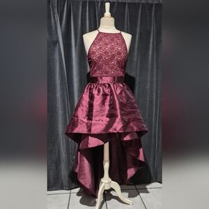 Emerald Sundae Burgundy Lace Kids Dress